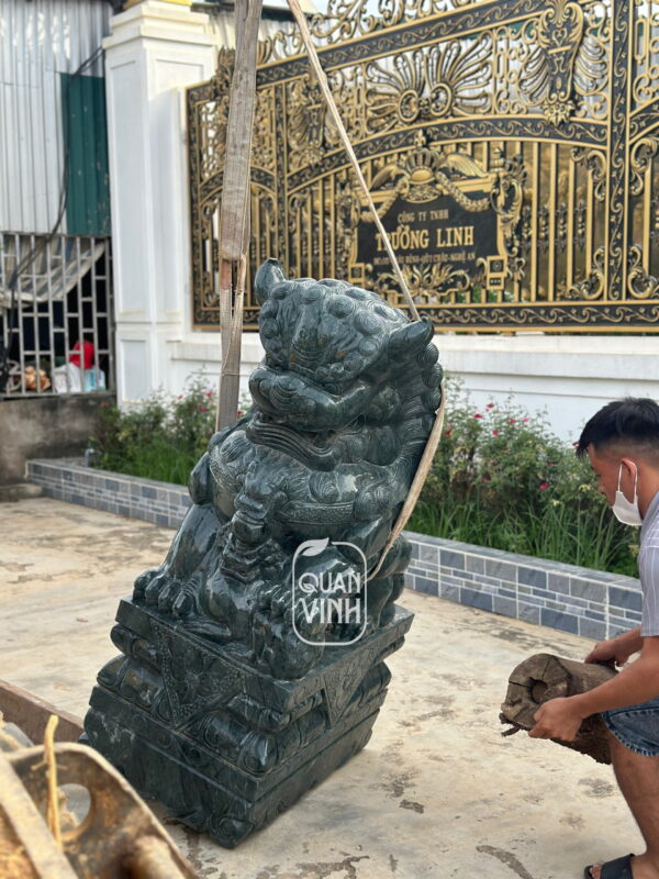 Cặp Kỳ Lân đá xanh Ấn Độ 09