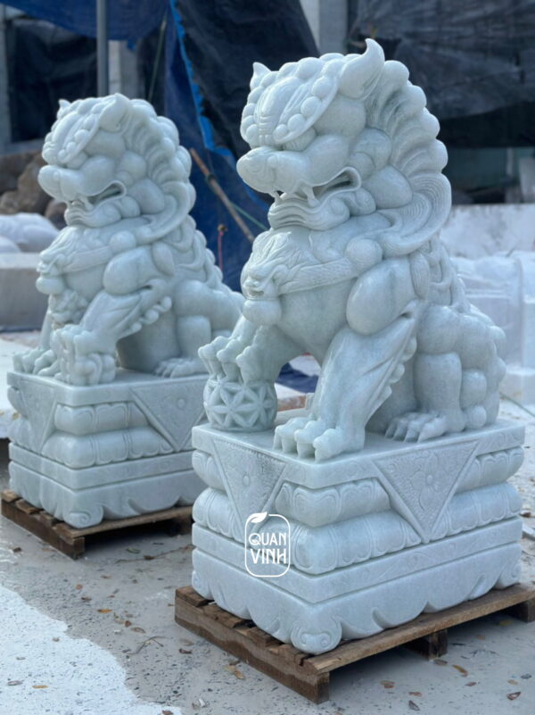 Cặp Kỳ Lân đá trắng 02