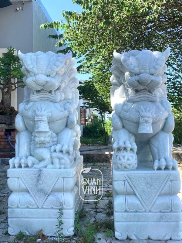 Cặp Kỳ Lân đá trắng 03
