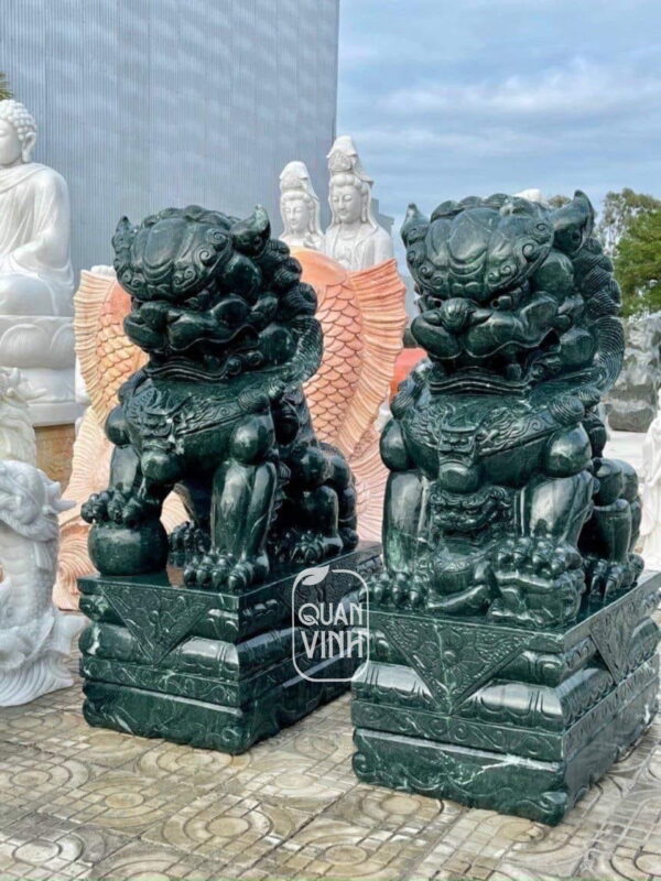 Cặp Kỳ Lân đá xanh Ấn Độ 05