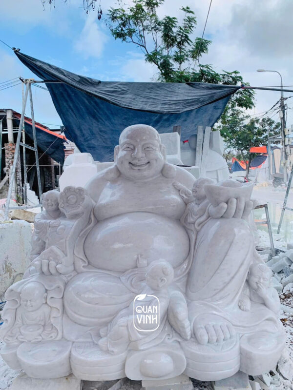 Tượng Phật Di Lặc đá trắng 10