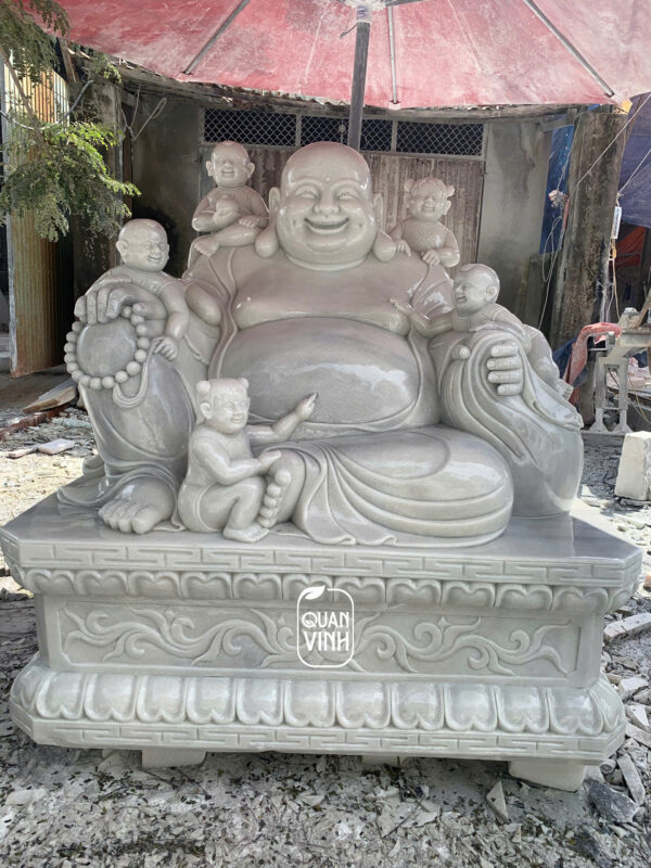 Tượng Phật Di Lặc đá trắng 02