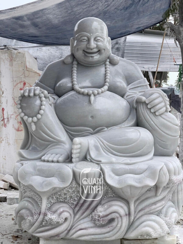 Tượng Phật Di Lặc đá trắng xanh 05