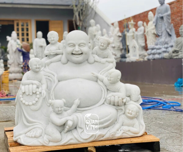 Tượng Phật Di Lặc đá trắng 06
