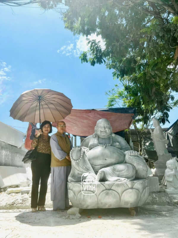 Tượng Phật Di Lặc đá trắng xanh 09